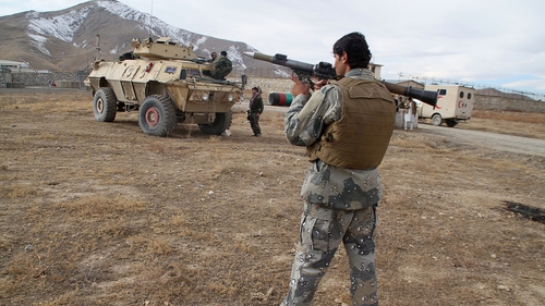 Afghan military at an army base on the outskirts of Ghazni