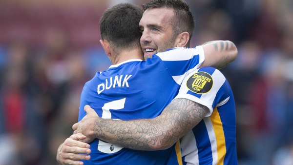 Shane Duffy back in celebratory mode with old defensive partner Lewis Dunk