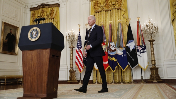 Joe Biden prepares to deliver remarks in July about the US troop drawdown from Afghanistan