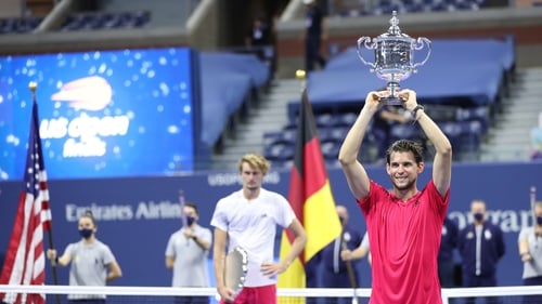Dominic Thiem lifts the trophy at Flushing Meadow last autumn