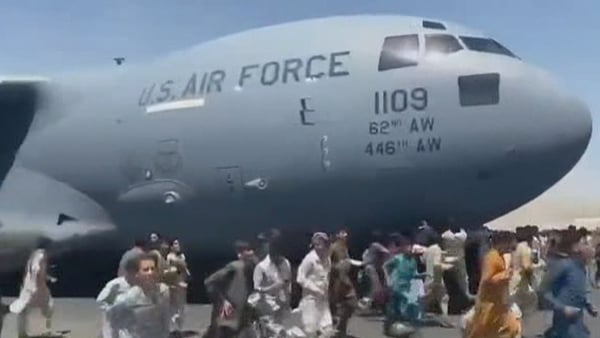 Several young men tried to flee on board a USAF Boeing C-17
