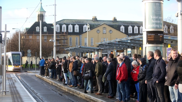 Waiting for the Luas outside Heuston Station in Dublin: 'The public transport stop and its catchment deserve to be a distinct part of each neighbourhood.' Photo: Rolling News