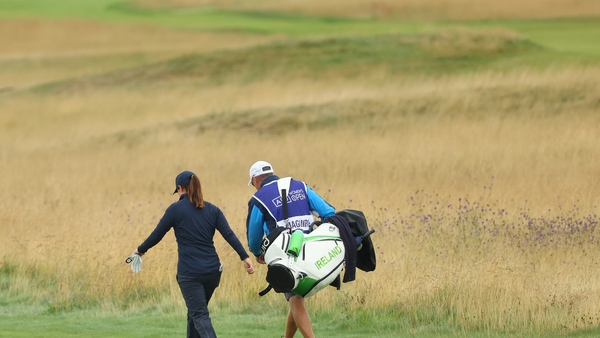 Leona Maguire on her way up the fourth hole at Carnoustie