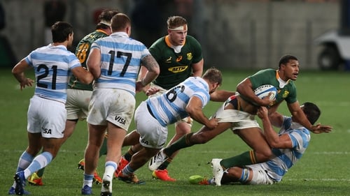 Damian Willemse of South Africa is tackled during the win over Argentina