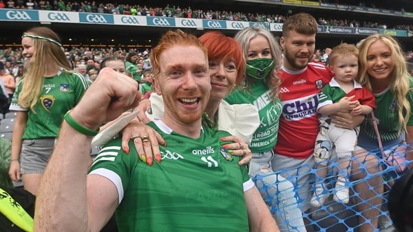 Cian Lynch of Limerick celebrates with his mother Valerie