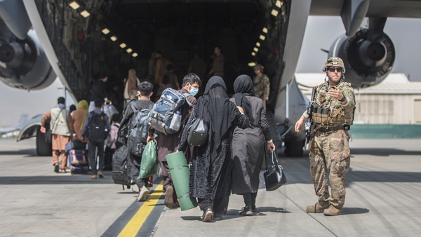 US forces assist with an evacuation flight at Kabul airport