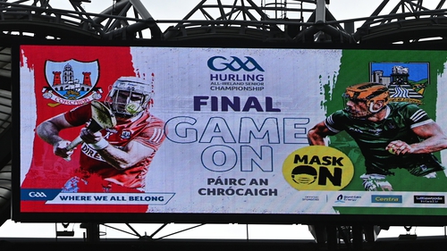 A message at the All-Ireland hurling final encouraging spectators to wear a face-mask