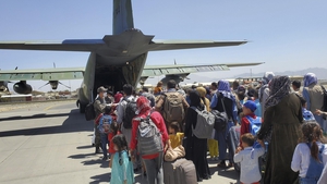 South Korean Air Force officials aid in evacuations at Kabul airport