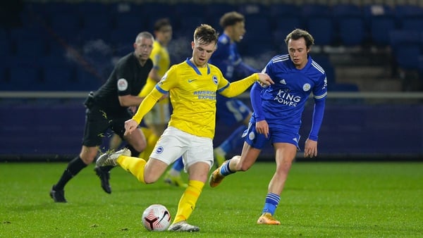 Evan Ferguson in Premier League 2 action with Brighton in February