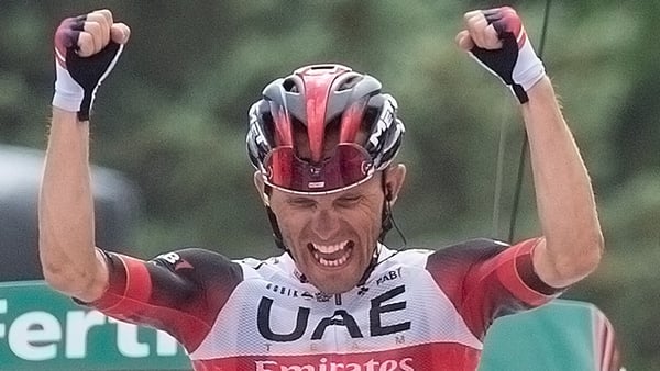 Majka celebrates as he wins the 15th stage