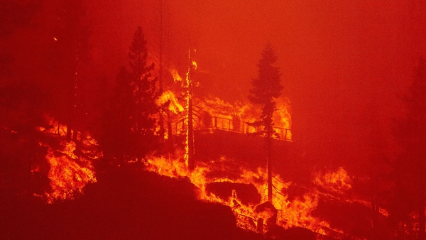 A home is destroyed near Lake Tahoe as the Caldor fire rages through California