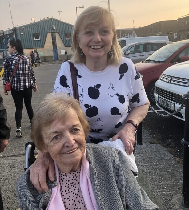 Margaret with her sister Marie in 2020