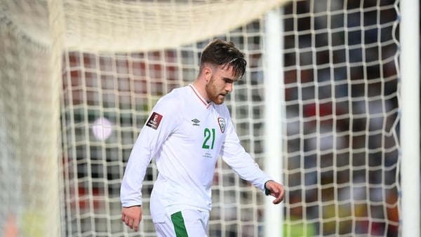 Aaron Connolly in action for Ireland against Portugal in 2021