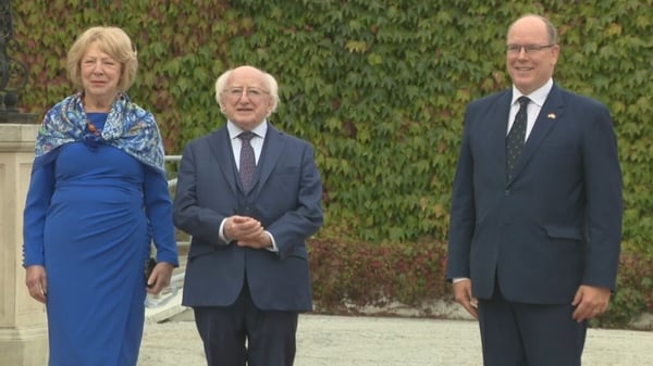 President Michael D Higgins, Sabina Higgins and Prince Albert of Monaco pictured at Áras an Uachtaráin