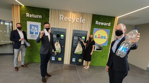 Lidl said its customers can deposit used plastic drink bottles and aluminium cans in return for money-back vouchers redeemable in-store