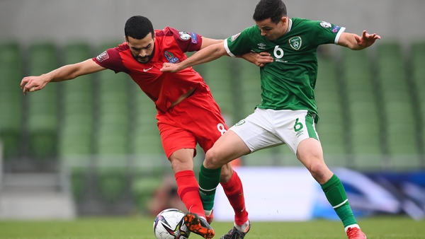 Ireland's Josh Cullen in action against Emin Makhmudov of Azerbaijan