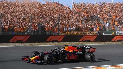 Max Verstappen celebrates in front of his Dutch fans
