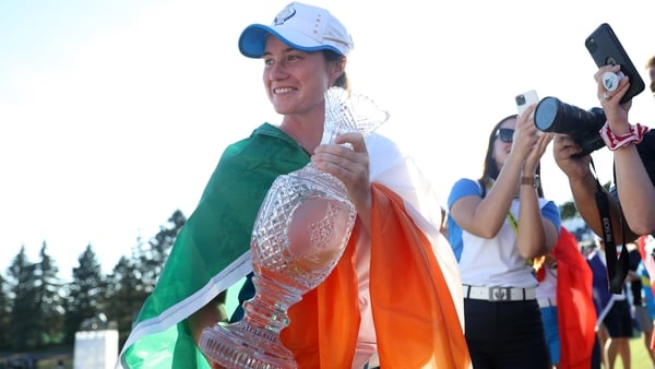 Leona Maguire of Team Europe celebrates with the Solheim Cup