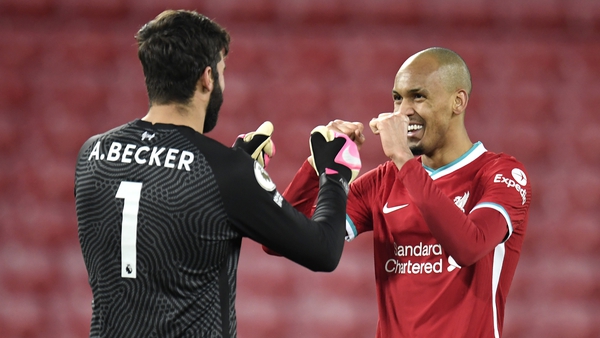 Alisson (L) and Fabinho could be sidelined this weekend