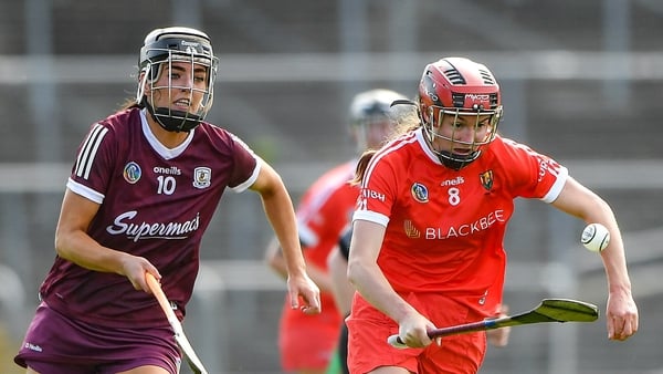 Katrina Mackey of Cork in action against Niamh McGrath of Galway in this year's league semi-final