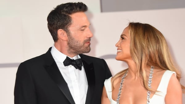 Ben Affleck and Jennifer Lopez attend the red carpet of the movie The Last Duel during the 78th Venice International Film Festival