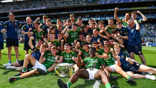Meath celebrate their success on the Croke Park pitch