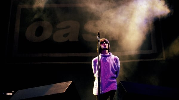 Liam Gallagher on stage at Knebworth in 1996. Roberta Parkin/Redferns