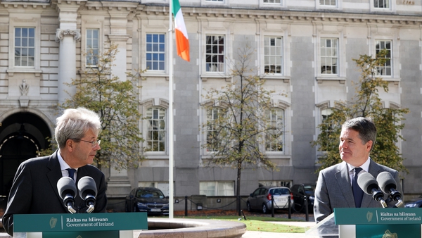 European Commissioner for Economy Paolo Gentiloni and Minister for Finance Paschal Donohoe in Dublin (Pic: RollingNews.ie)