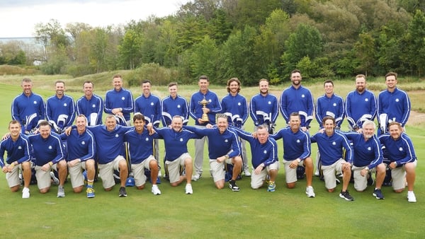 Team Europe players and caddies pictured at Whistling Straits