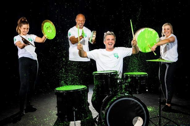 Repak Team Green Ambassadors from left Roz Purcell;Paul McGrath;Donal Skehan and Anna Geary, drumming up new habits Pic:Naoise Culhane