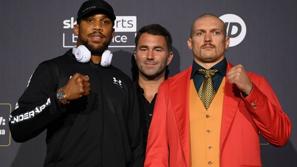 Anthony Joshua and Oleksandr Usyk at the pre-fight press conference