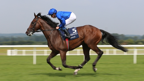 Adayar and William Buick winning the King George VI And Queen Elizabeth QIPCO Stakes in July
