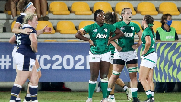 Ireland players dejected after defeat to Scotland