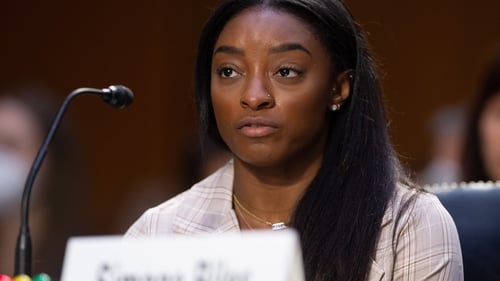 Simone Biles testifies during a Senate Judiciary Committee on the Inspector General's report on the FBI handling of the Larry Nassar investigation