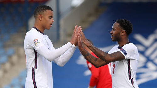Mason Greenwood, pictured with Raheem Sterling, has not made Gareth Southgate's latest England squad