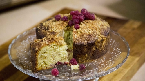 Kevin's apple and raspberry crumble cake: Today