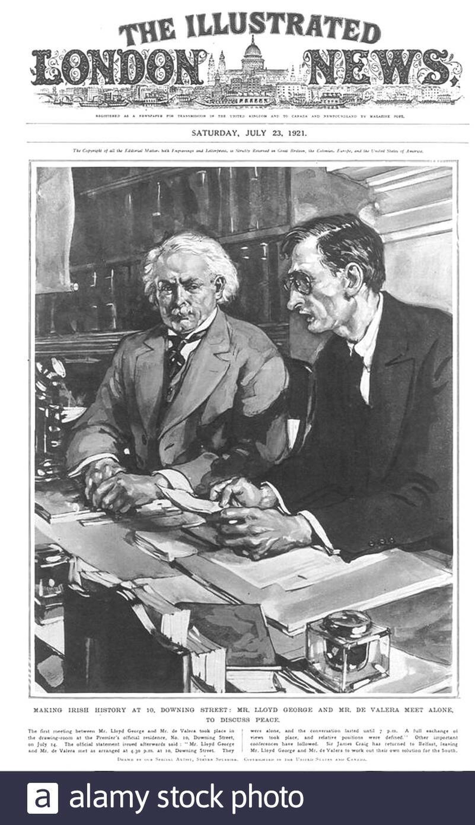 Image - Lloyd George and de Valera circled each other warily for two months before agreeing terms for talks on a Treaty (Credit: Alamy)