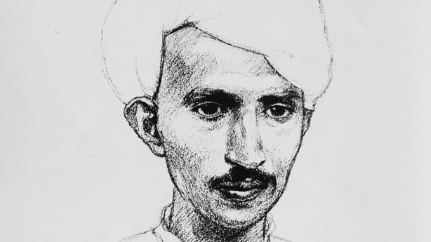 Drawing of the Indian political leader, Gandhi. Library of Congress