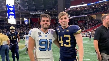 Two Irish punters, one US college football field