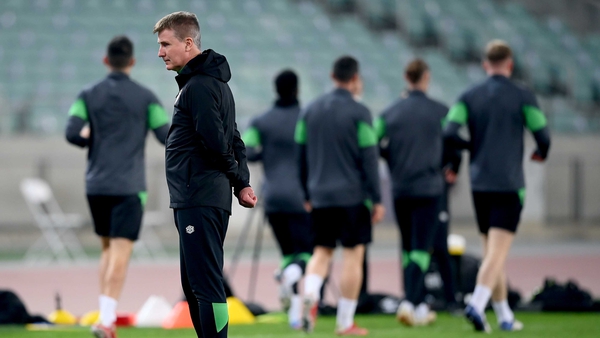 Stephen Kenny taking training on the eve of the game in Baku