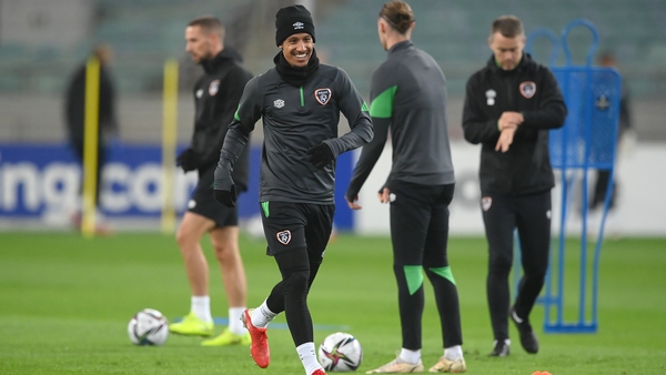 Callum Robinson looking relaxed and ready for the game while training at the stadium on Friday evening