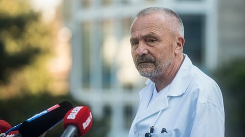 Director of the Central Military Hospital Miroslav Zavoral speaks to the media