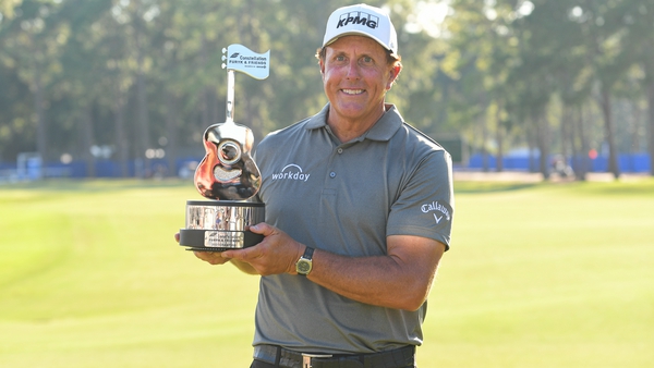Phil Mickelson carded a 4-under 68 in Jacksonville, Florida, and finished at 15-under, two shots better than Miguel Angel Jimenez of Spain