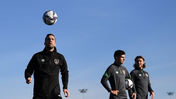 The Ireland players training in October sunshine in Dublin on the eve of the game against Qatar