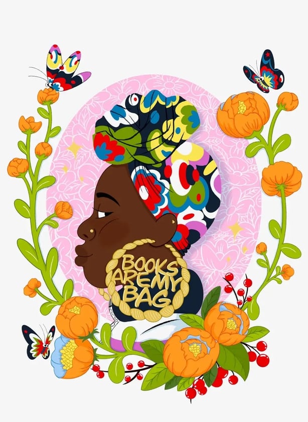 Adeola's illustration for the Bookshop Day tote bag