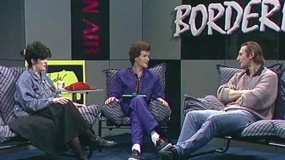 Liam Neeson, Aonghus McAnally and Majella Nolan in the 'Borderline' studio (1986)