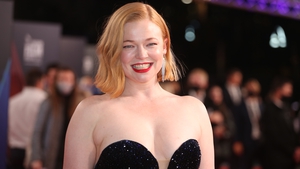 Sarah Snook (pictured at the Succession European Premiere during the 65th BFI London Film Festival at The Royal Festival Hall on 15 October) - "Without the pandemic, we might not have ended up together so quickly"