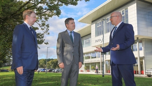 Mike O'Halloran, CEO of Fexco Asset Finance, with Finance Minister Paschal Donohoe and John Madigan from the Strategic Banking Corporation of Ireland