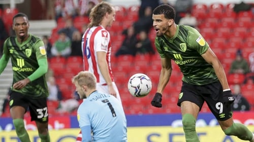 Dominic Solanke (right) scored his 14th goal of the season