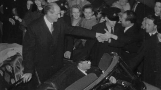 Taoiseach Jack Lynch is mobbed by supporters in Cork City, 1966
